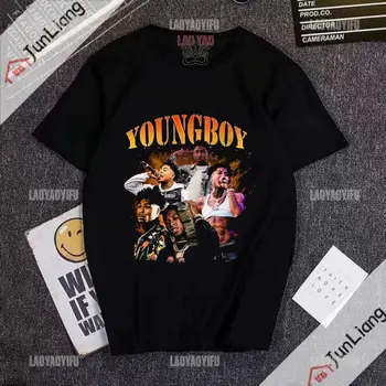 Тениска Youngboy в стил хип-хоп в ретро стил унисекс, ежедневни свободна удобна тениска с кръгло деколте и къси ръкави