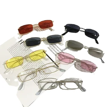 Слънчеви очила, малки метални слънчеви очила в квадратна рамка, мъжки и дамски слънчеви очила в ретро стил, подходящ за риболов, игри на открито. Точки