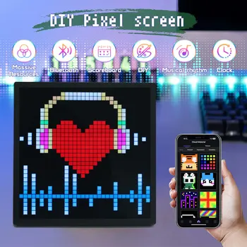 Направи си САМ Bluetooth LED Пиксельный Екран с Управлението на Приложение Програмируем Пиксельный Дисплей Текстов Шаблон Анимационна Рамка за Игри Стая Декор