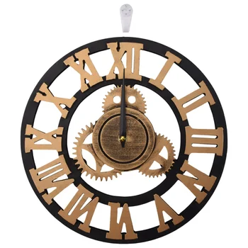 Дървени Стенни Часовници Vintage Gear Clock Американски Стил Хол Стенен Часовник с Модерен Дизайн Декорации За Дома Часовници 30 см