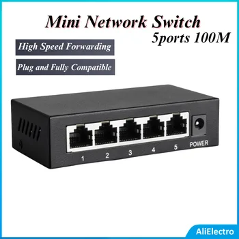 Мини-мрежов комутатор YYS-1005 10/100 м 5-портов за високоскоростен мрежов комутатор RJ45 100 Mbps Fast Ethernet