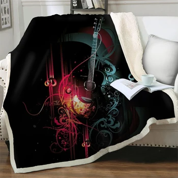 3D Creative Музикална Китара Плюшени Завивки Шерпа Завивки За Легла, Разтегателен Диванные Одеяла Калъф За Сън за Пътуване Пикник Наметала одеяло