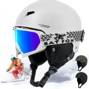 Ски каска BATFOX, полуприкрытый устойчив на удари Предпазна каска за каране на ски, предпазна каска унисекс за каране на кънки на лед