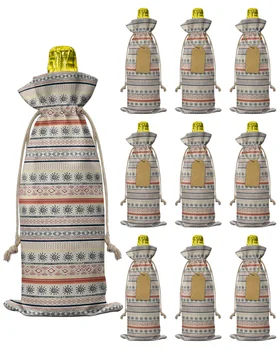 10 бр. торба за винени бутилки с ръчно рисувани Indian Lines на съвсем малък, декорация за празничната партита, капачки за бутилки вино, подарък