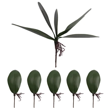 Орхидея Phalaenopsis Изкуствени Листа, Подобни На Истинските Корени на Растения, Контактирующие С латекс, подреждане На Зелени Изкуствени Листа, 6
