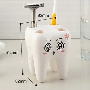 Дупки за притежателя на анимационни домакински четки за бръснене на зъбите в банята, за съхранение на 4 дисциплини във формата на поставка Поставка за четка за зъби