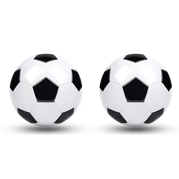 2 броя с Размер 5 Професионални тренировъчни футболни топки Черно-Бял Футболна топка от PVC кожа