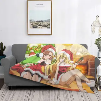 Коледни Кадифени наметала Мисака Микото, одеало за cosplay от аниме-анимационен за домашния офис, леко одеяло