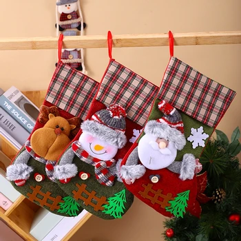 Коледни чорапи, подаръчен пакет, Дядо Коледа / Снежен човек / Лосове, Окачени чорапи, чанта за шоколадови бонбони, украса за елхата, празнични аксесоари