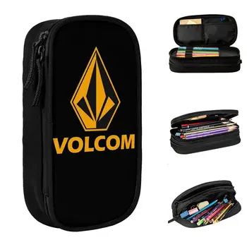 Кутия за писалки с логото на Volcoms, двупластова, с голям капацитет, детски ученически пособия, молив случай, канцеларски материали, идеален подарък