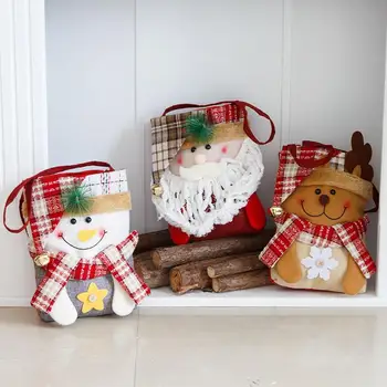 Коледна торбичка за бонбони, подарък чанта с изображение на лоса, снежен човек, Дядо Коледа, чанта за подаръци, празнични аксесоари за коледа детски подаръци