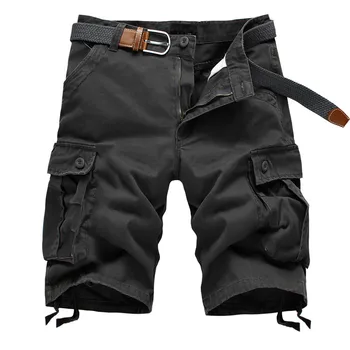 Летни мъжки къси панталони-карго във военната стил с множество джобове 2023, Модерен мъжки тактически панталони от памук цвят Каки, Къси панталони, Градинска облекло