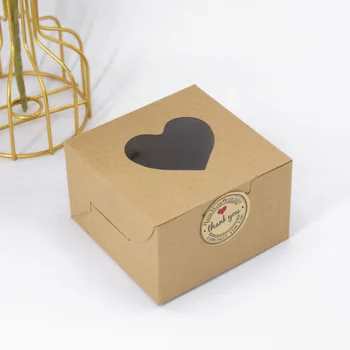Бели Кутии за Кифли с Прозорец във формата на сърце Малки Кутии Подарък от Пекарской Хартия с Капак за Подаръци, Подаръчни Кутии от Бяла Хартия, Ръчна изработка