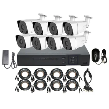 5-инчов комплект за видеонаблюдение DVR с 8-ма 2-мегапикселова черни камери, водоустойчиви за домашни комплекти от камери за видеонаблюдение