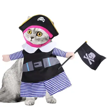 Пиратски дрехи за домашни любимци на Хелоуин, Pirate шапка, аксесоари за костюми, униформи за домашни любимци за ролеви игри с кучета и котки