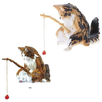 Рибен озеленяване, декорация за риболов с котки, мини-фигурка от смола, статуята на мультяшного котка за декорация на аквариум в домашния офис