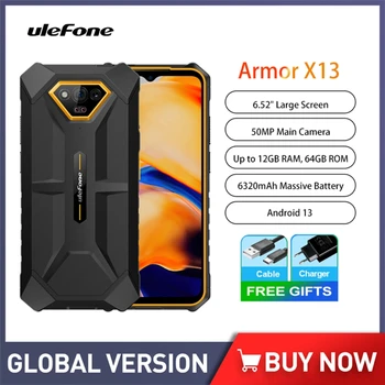Глобалната версия на Ulefone Power Armor X13 Издръжлив Смартфон 6,52 инча 12 + GB 64 GB 50 MP 6320 ма Мобилен Телефон Android 13 4G Dual VoLTE NFC