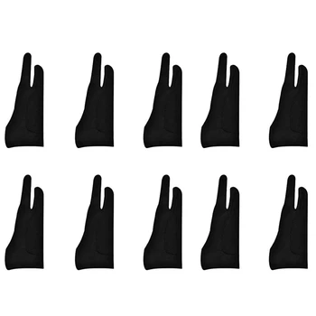 10 X Ръкавици Художник За таблет, Ръкавица за дигитално Рисуване, с Два пръста, Удебелена Ръкавица За Отвеждане на Дланта, Графичен таблет (M)