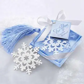 Запомнете под формата на снежинки от сплав с панделка Подарък кутия Сватбен декор