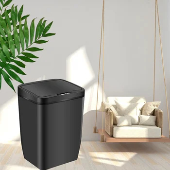 Индуктивное кошчето за Боклук с автоматично интелигентен сензор за Боклук, за кухнята, баня Кошчето за боклук без батерии (черно)