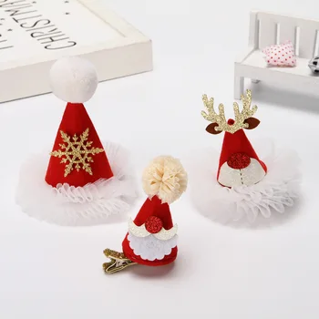 Коледна шнола За коса Коледна украса Малка Червена шапка с пайети Тюлевое рокля прическа Коледна шапка с утиным клюн шнола за коса