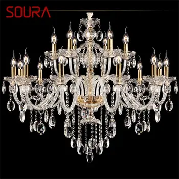 Кристален полилей SOURA Лампа в европейски стил Подвесная led свещ, Окачена лампа Декоративни осветителни тела за дома Хол