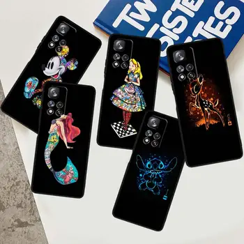Калъф за Телефон Принцеса с Мини и Мики Маус Xiaomi Redmi Note 12 12S Turbo 11 11T 11S 10 10S 9 8 8T 7 Pro Plus 5G Черен Калъф