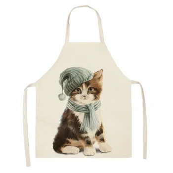 Кухненска престилка без ръкави, с шарени хубава котка, бельо, Домашно почистване, Устойчиви на петна, за да проверите за печене, приготвяне на храна