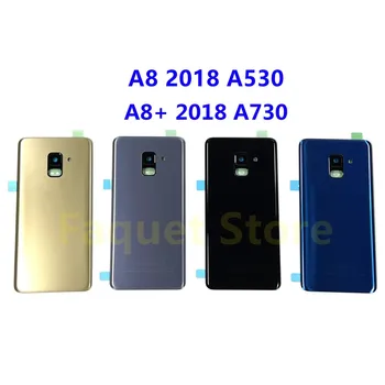 За SAMSUNG Galaxy A8 A530 A530F A8 Plus A730 Задната със Стъклен Капак на Отделението за батерията Задната Врата на Корпуса Калъф A8 + 2018