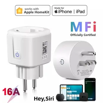 16A Умен изход Apple Homekit Мрежова розетка Wi-Fi с европейската вилица, гласово управление Siri и съвместим Алекса Google Home