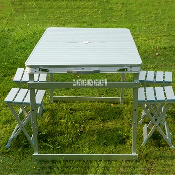 NZA-01 Плажен уличен сгъваема маса-стол, направен от авиационен алуминий, на една маса, четири пейки, преносим комплект маси и столове