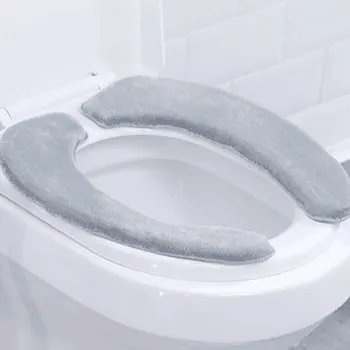 Останете в топлината и уюта на Мек и моющийся калъф за седалката на тоалетната чиния-ГОЛЯМА ДЕБЕЛИНА Подложка за седалката на тоалетната чиния сив 40 * 14 * 8 см