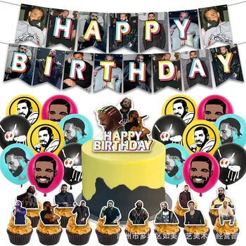 1 комплект балони Hot Rap Drake Bbl Drake честит Рожден Ден на Банер за торта за украса на парти по случай рождения Ден