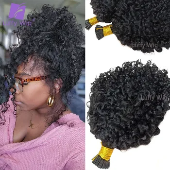 Натрупване на човешки косъм с двойно модел I Tip 100% Истински бразилски косата Реми, Свобода къдрава снопчета коса Fusion за чернокожите жени Luffy