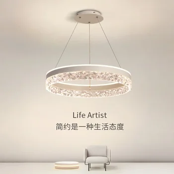 Модерни led висящи лампи с хрустальным пръстен за хол, трапезария, спалня, минималистичная таванна полилей, лампа за вътрешно осветление
