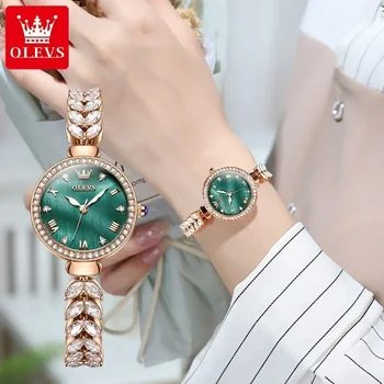 OLEVS 9971 Водоустойчив модерен дамски часовник с кварцов каишка от неръждаема стомана за жени