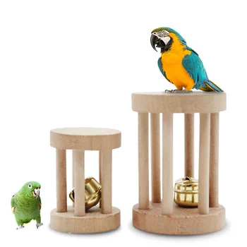 Дървени играчки за дъвчене папагали с камбана за птици, играчки за раздробяване папагали, дрънкалка за хамстер, играчки за грызения за хамстер
