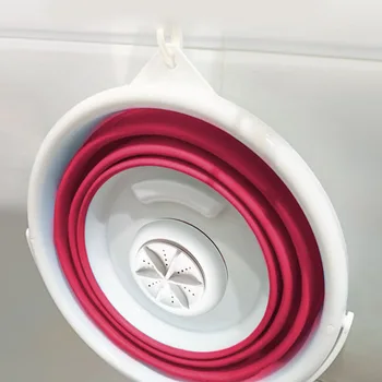 Сгъваема перална машина с USB преносими с ултразвукови турбини, мини-перална машина за бельо Home Travel Розово A