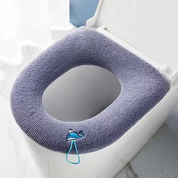 Подложка за седалката на тоалетната чиния, вязаный, дебели, моющийся, антифриз, калъф за тоалетна, дебели, вязаный, Универсални аксесоари за баня O-тип