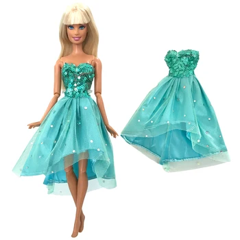 NK 1 комплект, рокля на принцеса от благородна дантела небесносин, Модни и Ежедневни къса пола, дрехи за почивка, аксесоари за Барби кукли, Подарък играчка за момичета