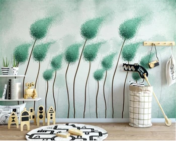 beibehang Европейската мода проста ръчно рисувани цветя мечти глухарче тапети за детския дом papel de parede papier peint