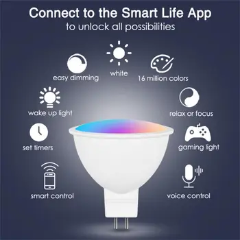 Нова Умна Крушка Sasha Zigbee/WIFI GU10/MR16 RGB С Регулируема Яркост Led Лампа 5 W Smart Life светлината на Прожекторите Контрол Чрез Алекса Google Home