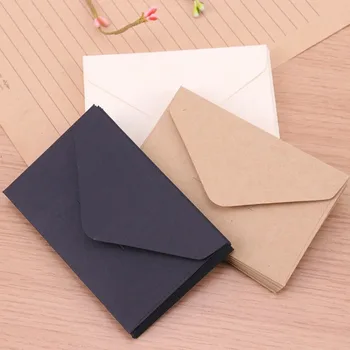 40ШТ празни мини-хартиени пликове размер 22x11 см, класически Бял Черен Крафт-плик за покани за сватба, подарък пакет
