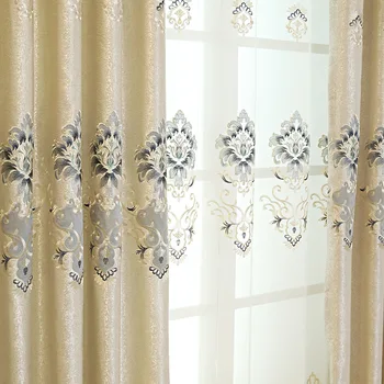 Европейската луксозна спалня Затемненная бродерия Сребристо-бяла завеса Жаккардовая Прозорец Параван Завеси за хол трапезария спалня