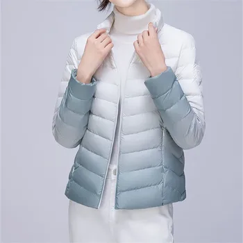 Дамски Луксозни дизайнерски якета, с наклон 2023, есен/Зима, Новата мода, Приталенные Ультралегкие якета са с качулка, запазването на топлина.