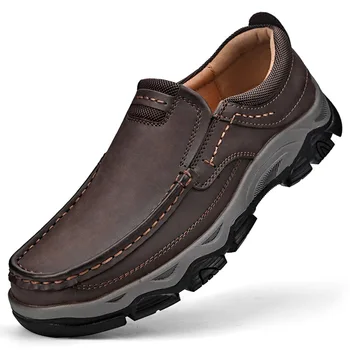 Класически мъжки Ежедневни обувки От естествена Кожа, дантела, Мъжки Лоферы, Луксозни Дизайнерски Мъжки Мокасини Ръчно изработени обувки Есен
