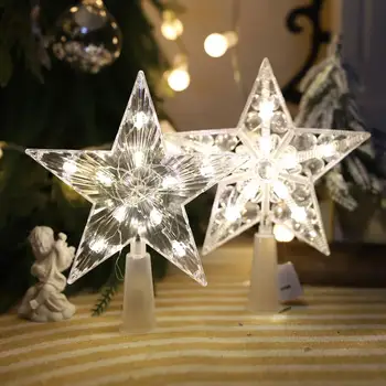 Украса за коледно парти Украса под формата на светещи звезди Празнична елха на батерии за украса на дома за празниците