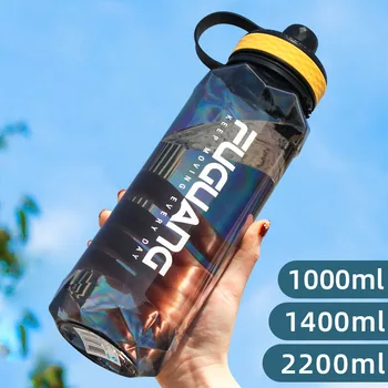 Спортна бутилка за вода с обем 2 литра, Мотивирующая за пиене, Преносими бутилки за пътуване на открито за тренировки, спорт, фитнес, Space Cup